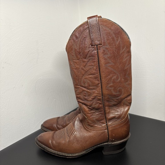 Dan Post 111R Brown Leather Western Boots Mens Size 6.5D Western Cowboy Vintage